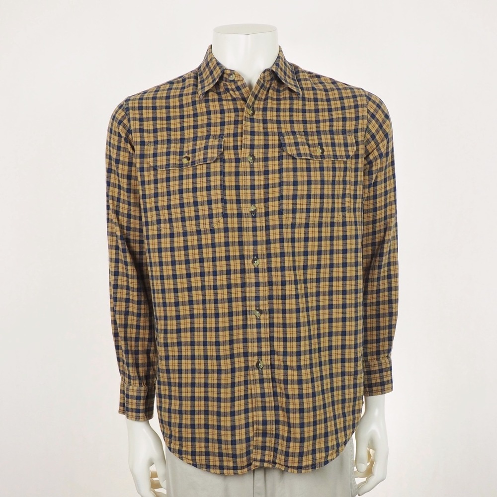 Pendleton Pioneer Fitted Button Down Shirt Mens Medium Brown Plaid Wool Blend